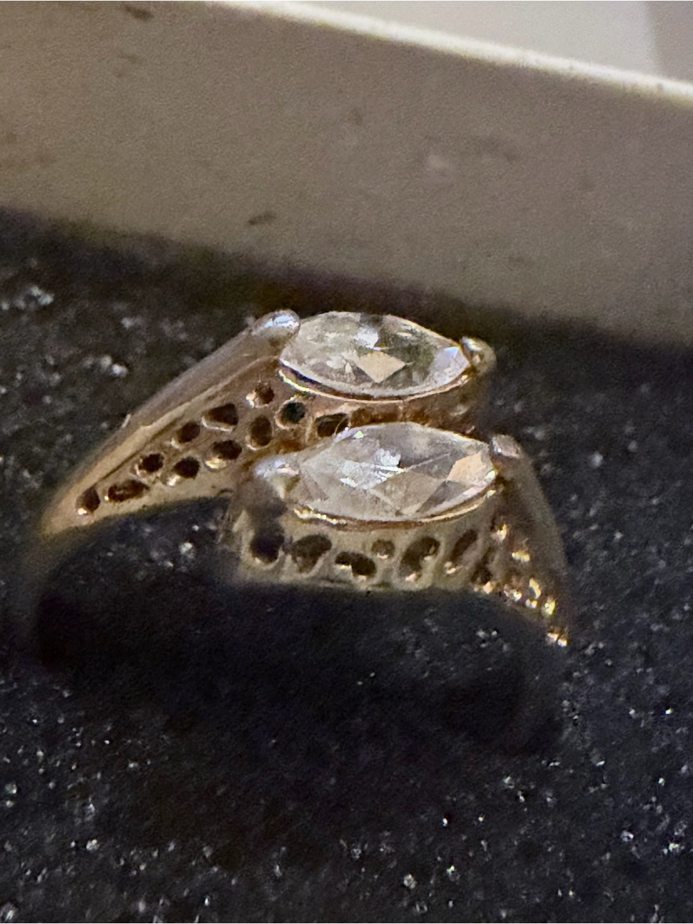 Gold-Tone Double Marquise Diamond Engagement Ring - Elegant Women's Jewelry